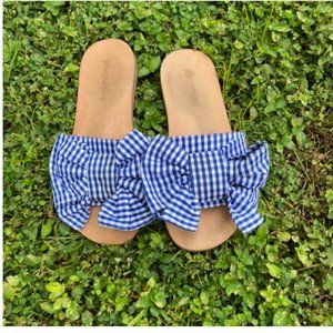 Jeffrey Campbell Gingham Open-Toed Bow Sandals